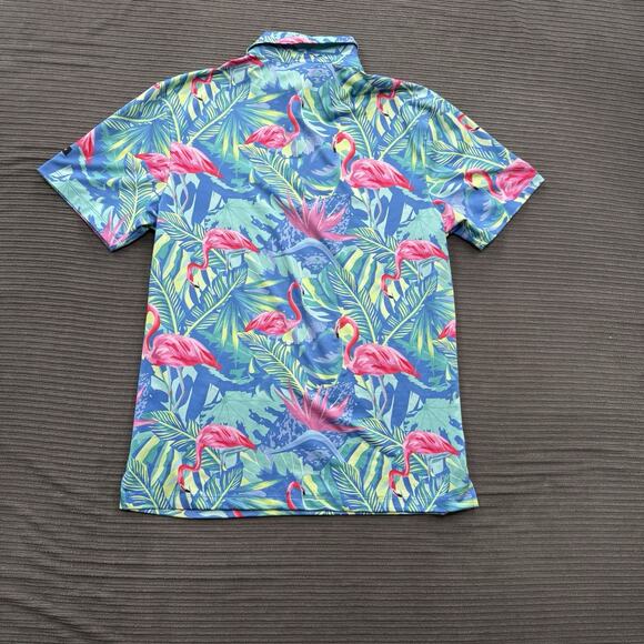 Sporty Buff Golf Shirt Men Medium Flamingo Party Performance Quick Dry Golfing. - Picture 2 of 8